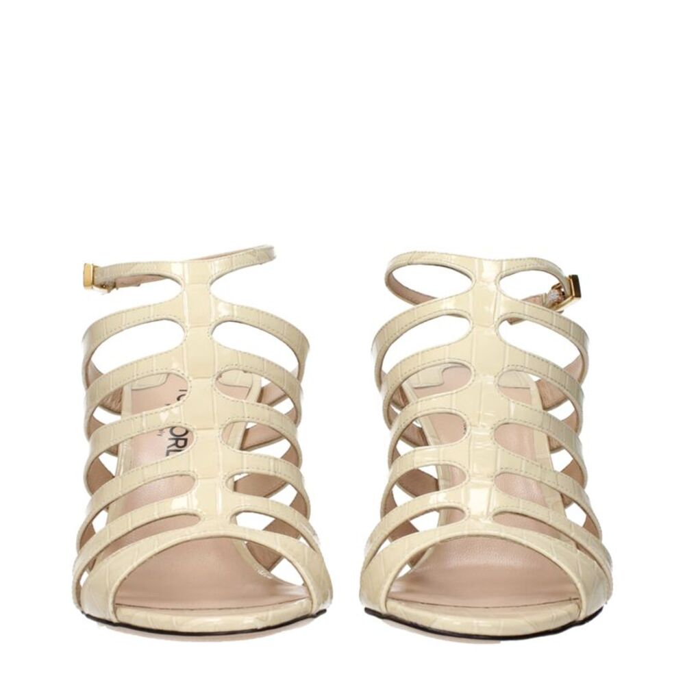 Tom Ford Beige Leather Stiletto Heel Women's Sandals - Picture 3 of 5